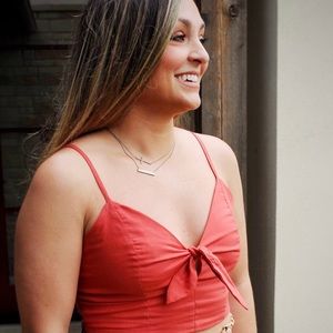 Coral Tie Crop Top